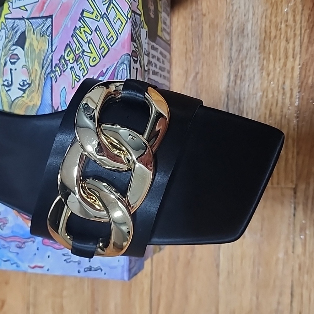 Jeffrey Campbell satin chain flat sandals size 41/11. - Picture 3 of 8